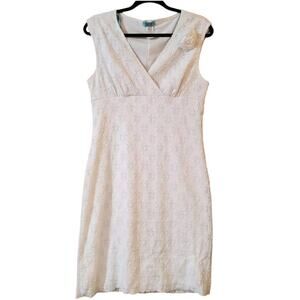 Sfuzi Women's White Embroidered Sleeveless Dress Size L Wedding Easter Casual